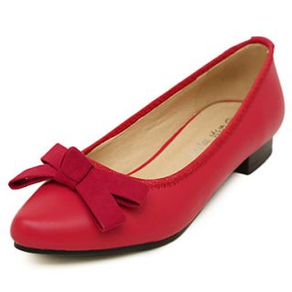 Leatherette Womens Flat Heel Ballerina Flats Shoes With Bowknot(More Colors)