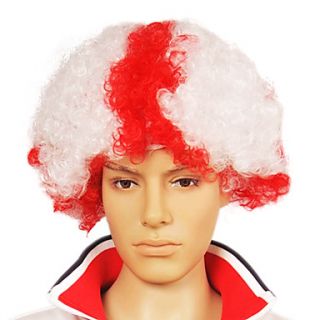 Capless Football Fans Party Wig(England Flag Colors)