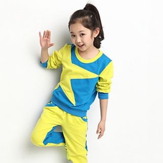 Girls Simple Star Round Collar Clothing Sets