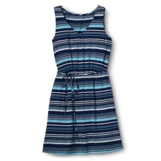 Merona Womens Knit Tank Dress w/Self Tie   Waterloo Blue Stripe   XXL