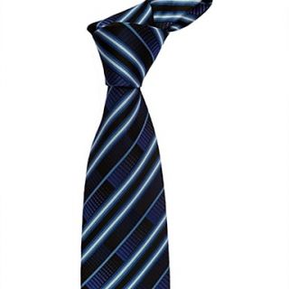 Mens Italy Style Classic Navy Blue Business Leisure Striped Microfibre Necktie