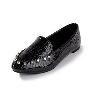 Faux Patent Leather Womens Casual Pointed Toe Ballet Flats with Rivet Accent More Colors