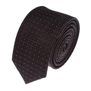 Mens Solid Colour Fashion Black Dot Narrow Microfibre Necktie