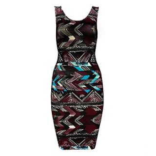 Multi Colors Printed Hollow Sexy Bodycon Bandage Dress