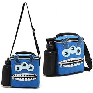Cartoon Blue 3 eye Monster Portable Shoulder Bag Cross Body Cooler Bag Lunch Bag with Water Bottle Jug