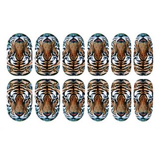 12PCS Tiger Pattern Luminous Nail Art Stickers
