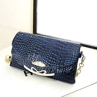 N PAI Womens Fashion Crocodile Pattern Clutch/One Shoulder Bag(Blue)1
