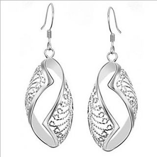 MISS U Womens Elegant Cut Out Silver Printing Earrings