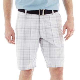Lee Belted Flat Front Shorts, Gray, Mens