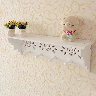 Lovely Countryside Hollowed out Storaging Shelf with 4 Hooks