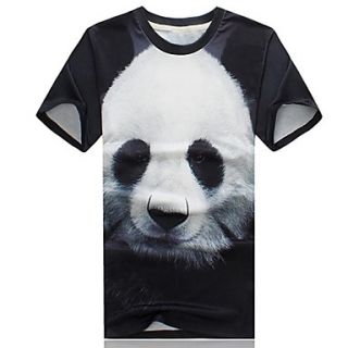 Mens Round Neck 3D Panda Print Short Sleeve T shirt