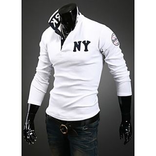 Midoo Long Sleeved Ny Letter Printing T Shirt(White)