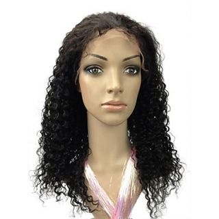 Full Lace 16 Brazilian Kinky Curl 100% Indian Remy Human Hair Lace Wig 5 Colors to Choose