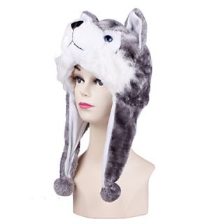 Unisex Siberian Husky Gray Warm Fuzzy Kigurumi Aminal Beanie