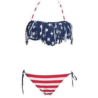 Womens Sexy Tassel American Flag Bikini