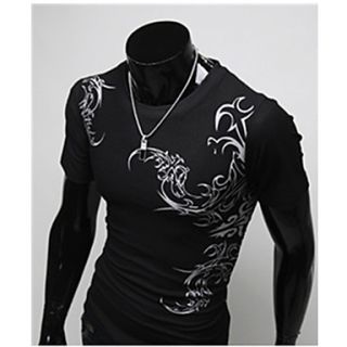 ZZT Personality Sportsman Fashion Chinese Style Tattoo Print Short Sleeve T Shirt