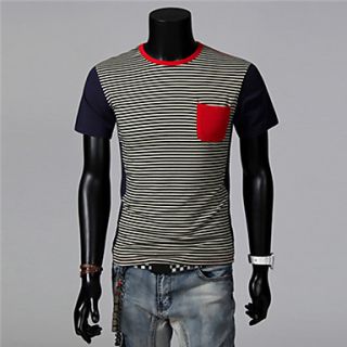 ZZT Stripes Mixed Colors MenS Round Neck Short Sleeve T Shirt