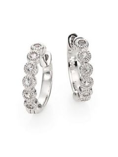 Jude Frances White Sapphire & Sterling Silver Bezel Hoop Earrings/0.75   Silver