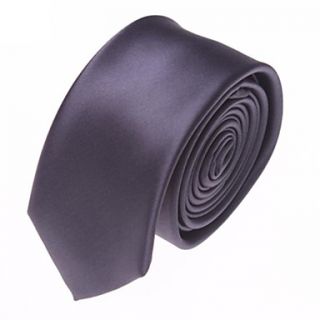 Mens Solid Colour Fashion Dark Grey Narrow Microfibre Necktie