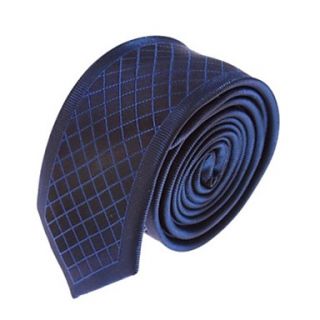 Mens Solid Colour Fashion Blue Plaid Narrow Panel Necktie