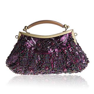 BPRX New WomenS Retro Handmade Traditional Exquisite Beaded Evening Bag (Purple)