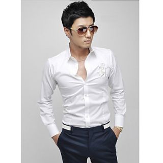 Shishangqiyi Long Sleeved Slim Korean Cotton Shirt(White)