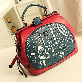 HONGQIU Womens Cute Leather Handbag(Red)
