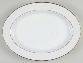 Gorham Hallmark Gold 14 Oval Serving Platter, Fine China Dinnerware   White Bac