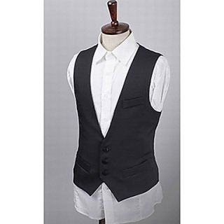 Mens Stylish Solid Color Slim Suit Vest