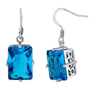 Gorgeous Silver Plated With Cubic Zirconia Rectangle Womens Earrings(More Colors)