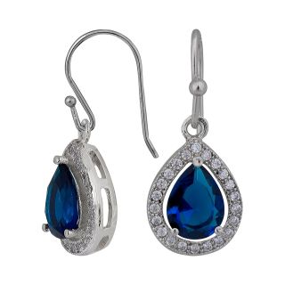 Bridge Jewelry Blue & White Cubic Zirconia Teardrop Earrings