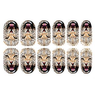 12PCS Cheetah Pattern Luminous Nail Art Stickers