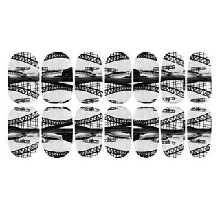 12PCS Black White Bridge Luminous Nail Art Stickers