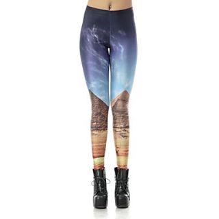 Elonbo Womens Digital Printing Coloured Drawing or Pattern the Pyramid Style Tight Leggings