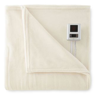 Biddeford Plush Heated Blanket, Creme