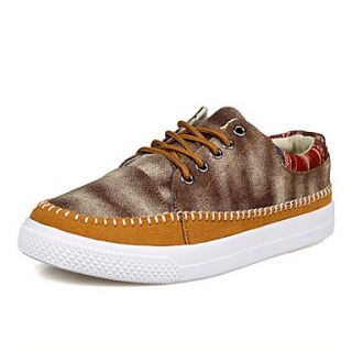 Trend Point Mens Fashion Canvas Suede Shoes(Brown)