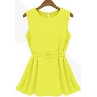 Rxhx Ol Knit Chiffon Pleated Above Knee Dress (Yellow)