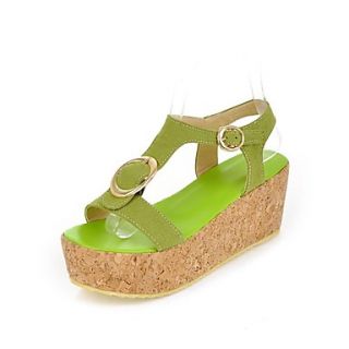 Faux Leather Womens Platform Open Toe Sandals with Buckle Shoes(More Colors)