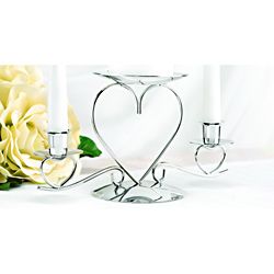 Silver Triple Heart Candle Holder