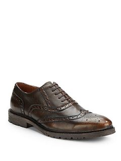 Burnished Leather Brogues   Brown