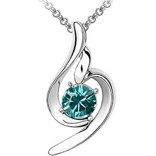Xingzi Womens Charming Cyan Special Pattern Made With Swarovski Elements Crystal Dangling Necklace