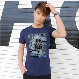 Mens Round Neck Casual Short Sleeve Owl Printing T shirt(Except Acc)