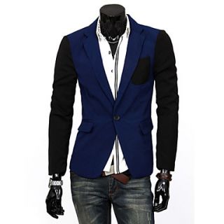 Cocollei mens stitching color pocket wild causal suit (blue)