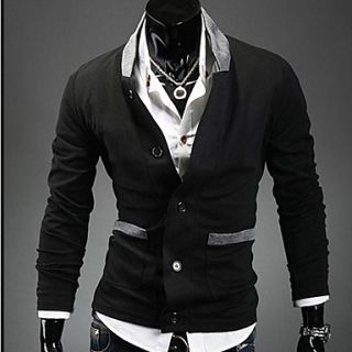 Cocollei mens lapel knit bodycon coat (black)