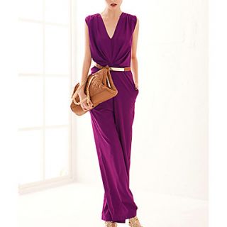Zhulifang Womens V Neck Solid Color Dress