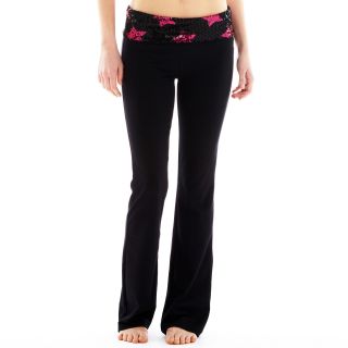 Print Yoga Pants, Black/Pink, Womens