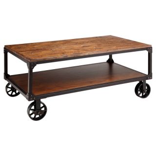 Stein World 12354 Holly Wood and Metal Wheeled Coffee Table Multicolor   12354