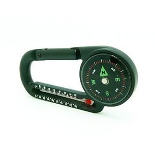 2 in 1 Thermometer Compass Carabiner   Black