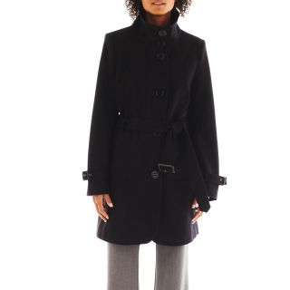 Worthington Belted Wool Blend Coat, Black, Womens