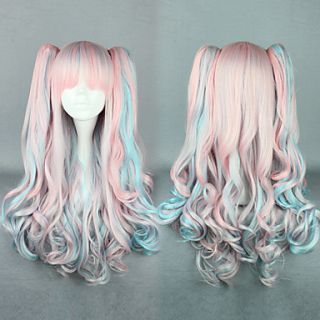 Harajuku Style Cosplay Synthetic Wig Lolita Long wavy Wig Mixed Color(Pink)